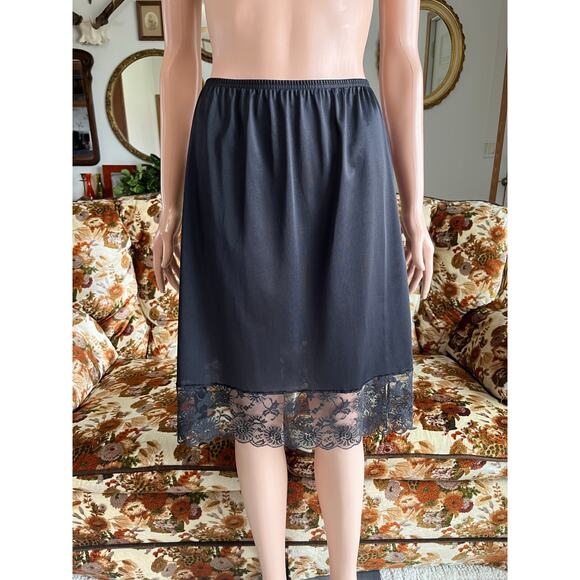 Vintage Vassarette Black Slip Skirt - Picture 1 of 6